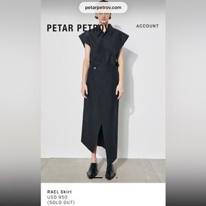 PETAR PETROV $950 Rael Skirt Black Midi Wrap Size 44 (Size 12 US) Cotton Silk